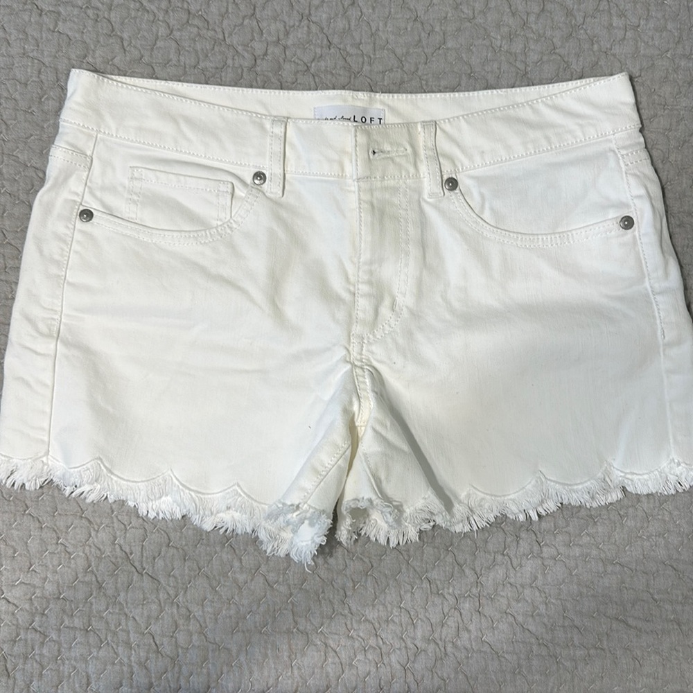 Loft white denim shorts
